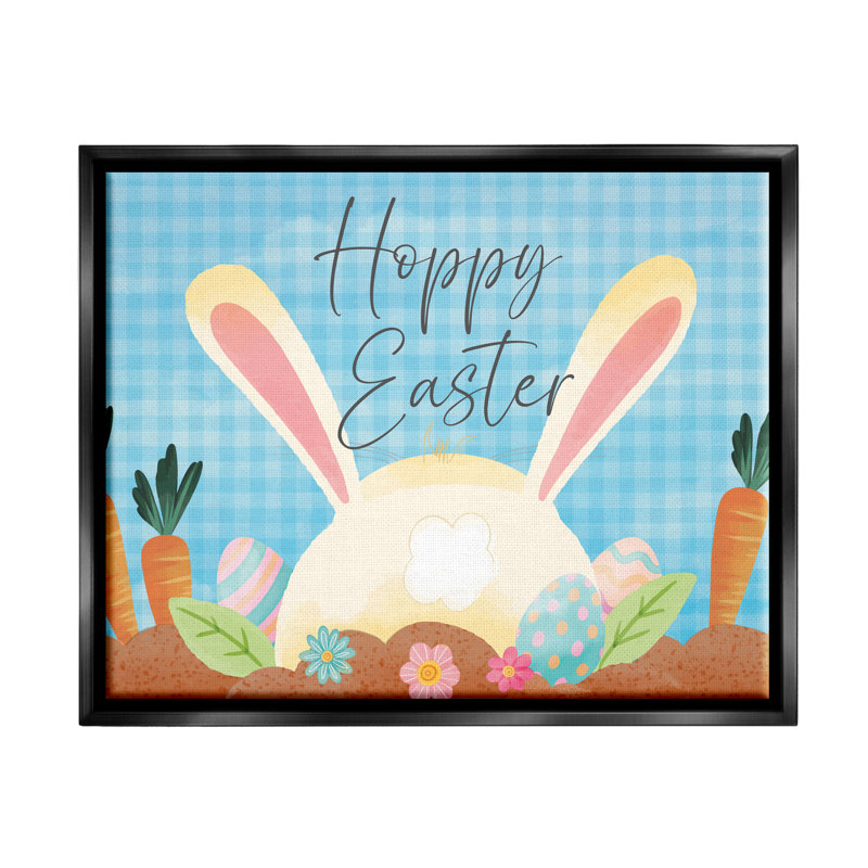 Joyeuse Pâques, printemps, carotte, jardin, flottant, art mural sur toile par ND Art, H 25 po x l 31 po x P 1,7 po