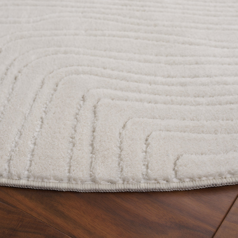 Derenik Performance Machine Washable Abstract Rug, Round 6'