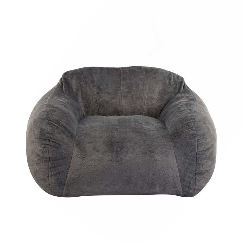 Fauteuil à billes d'intérieur, fausse fourrure grise