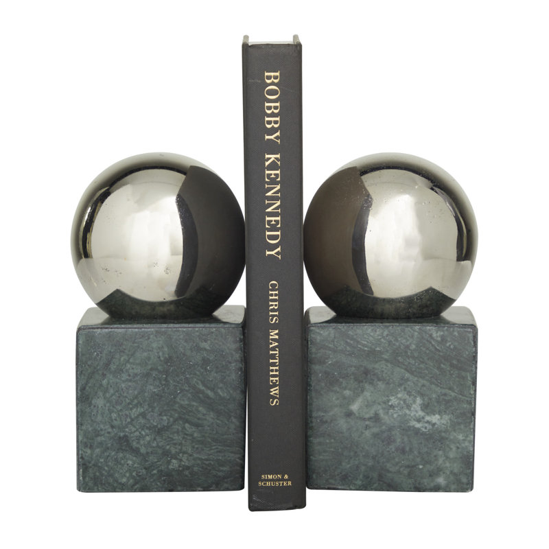 Serre-livres antidérapants Zullo, H 7,05 po x l 3,75 po x P 3,75 po, Noir / argenté