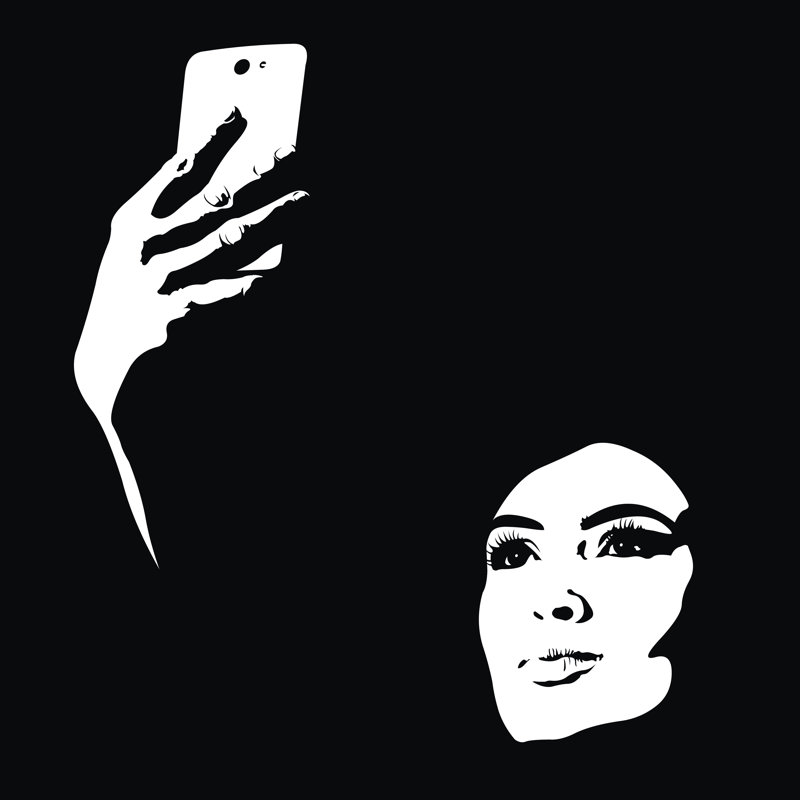 Portrait Of Young Woman Taking Selfie - Wrapped Canvas Print, 51cm H x 51cm W x 3.8cm D