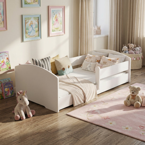 Montessori children's bed LEO - low bed with railing, Cot Bed/Toddler (70 x 140cm)