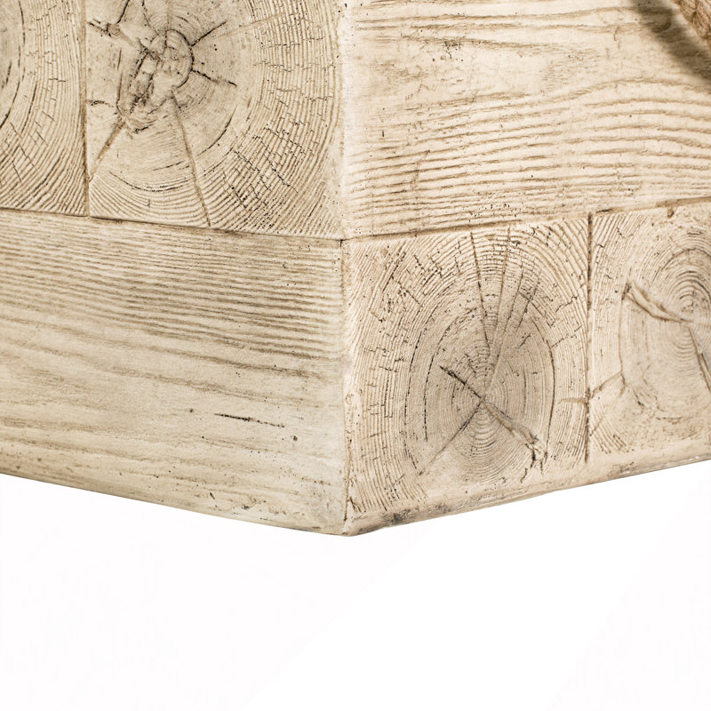 Table d'appoint d'extérieur carrée en grain de bois MGO avec corde tressée simulée - Table de bout intérieure rétro pour la maison et le patio