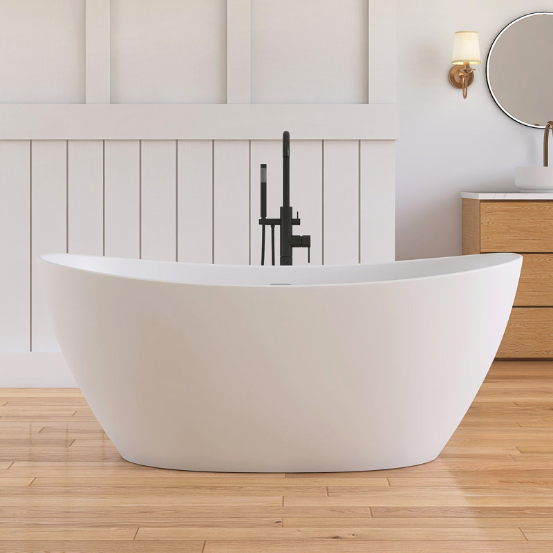 Forma 61'' Freestanding Tub Solid Surface Freestanding Deep Soaking Bathtub