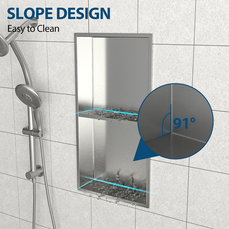 Stainless Steel Shower Niche Double Shelf