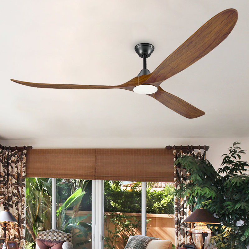 3-Blade Indoor Smart Ceiling Fan with Light and Remote/APP Control,3 LED Colors,6 Speed Quite DC Motor,Timer, Walnut