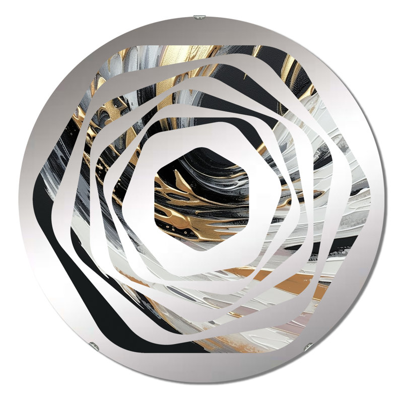 Miroir décoratif doré et noir Golden River Wildness I - Amorphe, 23,6 po x 23,6 po