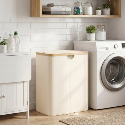 Laundry Hamper With Lids, Laundry Basket With 2 Compartments, 39 Gal. (150 L), Removable Liner Bag, For Laundry Room, Bedroom, Living Room