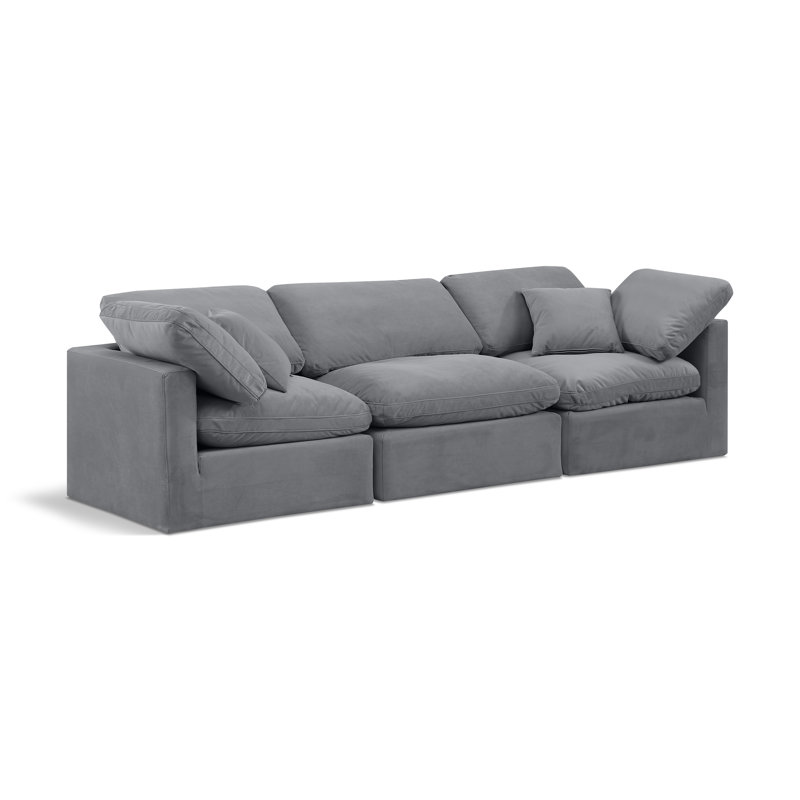 Itala 105'' Velvet Sofa, Grey Velvet