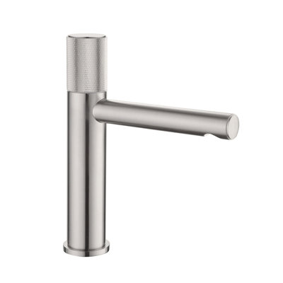 Metro Knurled Bathroom Faucet - Single Hole - 9" Brass