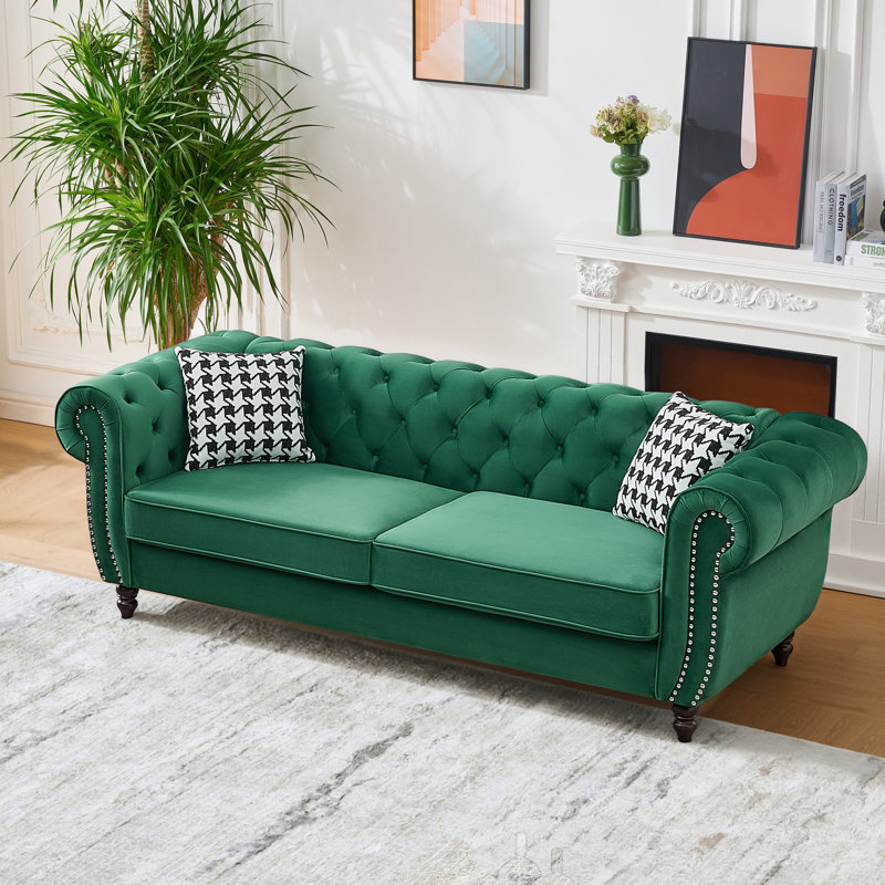 Canapé Chesterfield Munafo, Vert émeraude