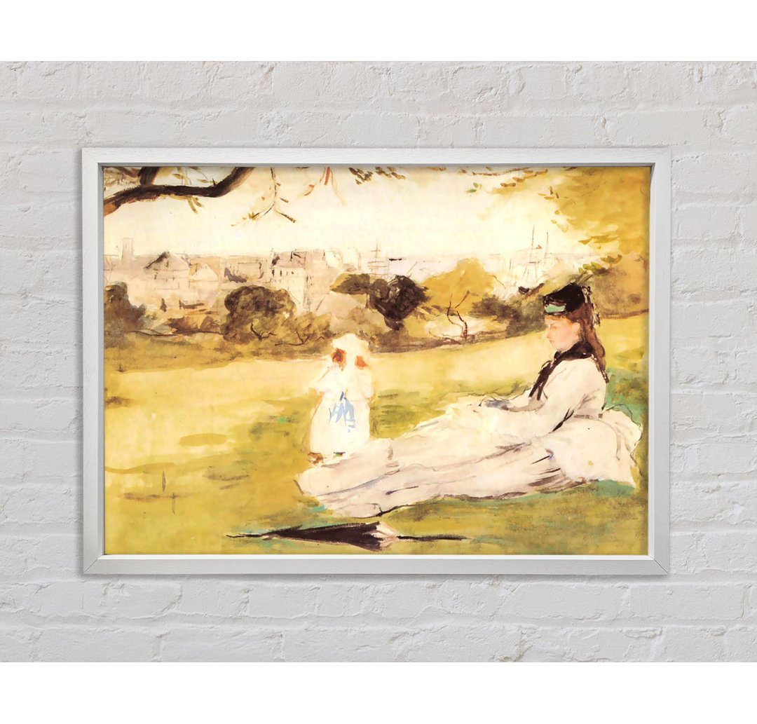 Frau und Kind auf einem Feld von Morisot - Einzelbildrahmen Kunstdrucke auf Leinwand