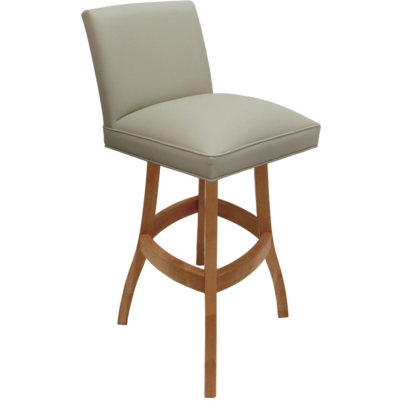 Swivel Wood Extra Tall Bar Stool On S-base, Counter Stool (26" Seat Height), Orange, Cream