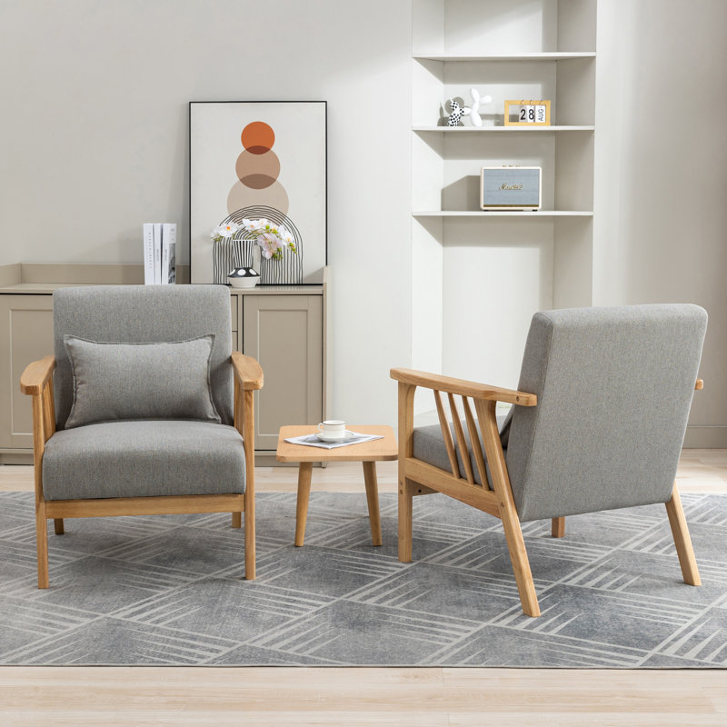 Raeliegh Upholstered Armchair, Light Gray Linen