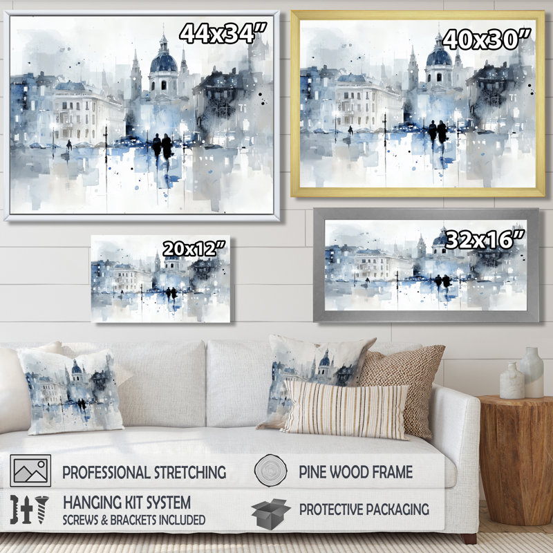 «Vienna Soft Romantic Cityscape», reproduction d'art mural de Vienne, H 16 po x l 32 po, Brun
