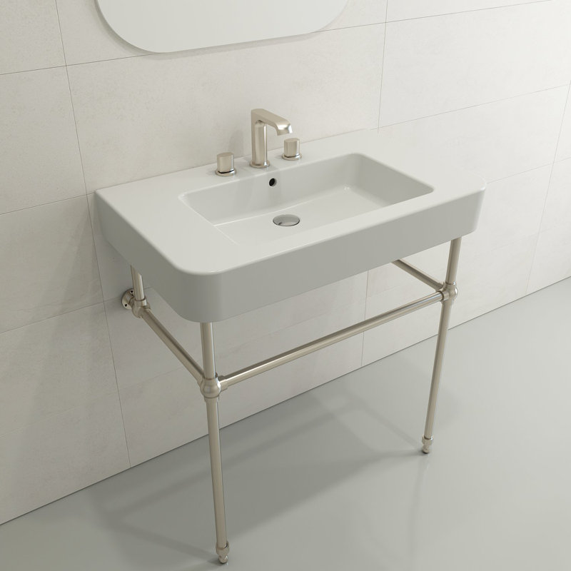 Parma 33.27'' L Bathroom Sink, Matte White, Single-Hole