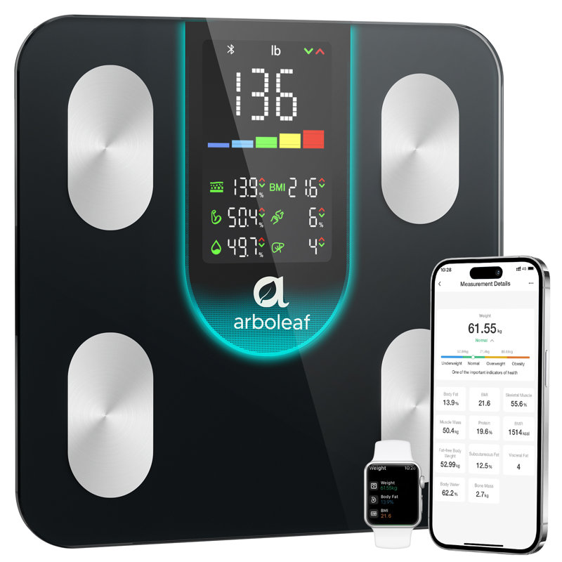 Bathroom Scale- 400 Lb Capacity With 14-Metric Scale For Body Weight- BMI, Body Fat, Muscle Mass, Wireless Connectivity, App Control, HD LCD Display, Ideal Christmas Gift For Wellness Enthusiasts