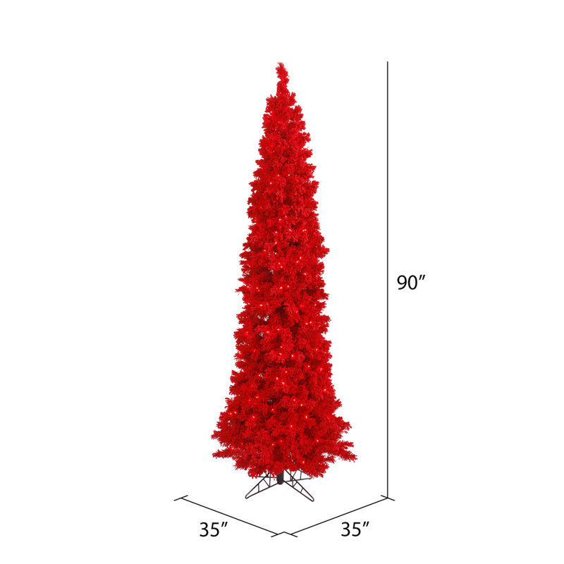 Fir Artifical Christmas Tree, 6.5' H x 46" W Incorrect, Rudy Red, Pre-Lit