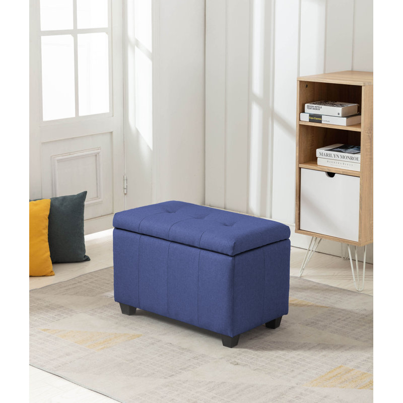 Vivi Fabric Flip Top Storage Bench, Blue