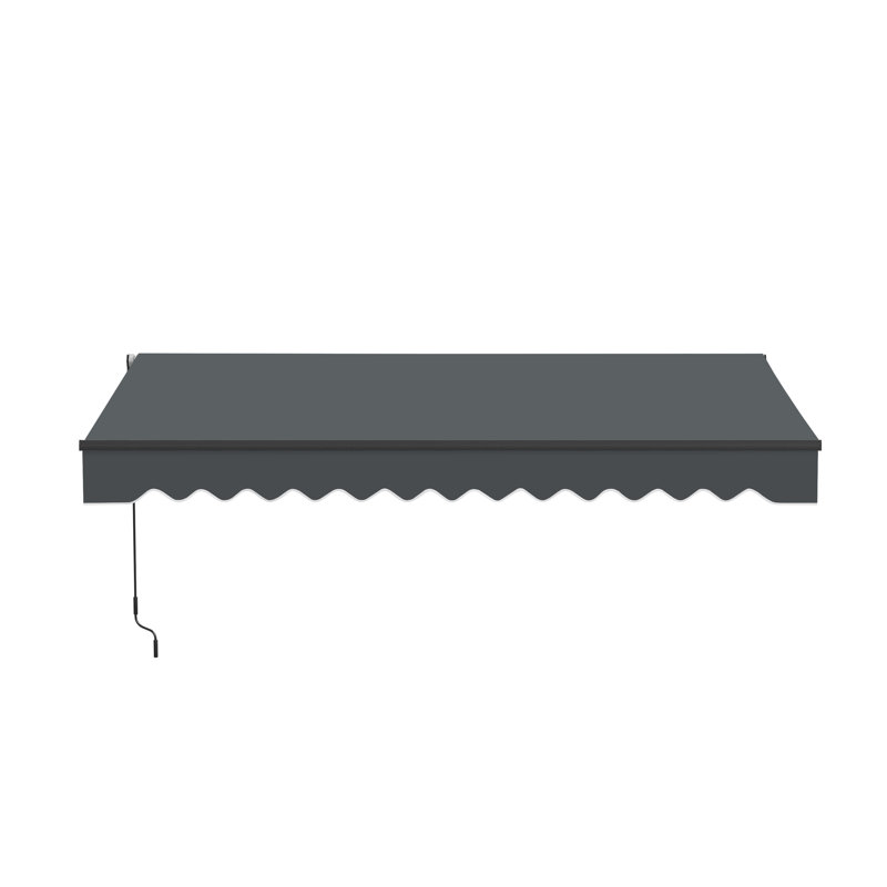 Auvent de patio motorisé rétractable - cadre noir, Gris anthracite, l 13 pi x P 10 pi, Couleur unie