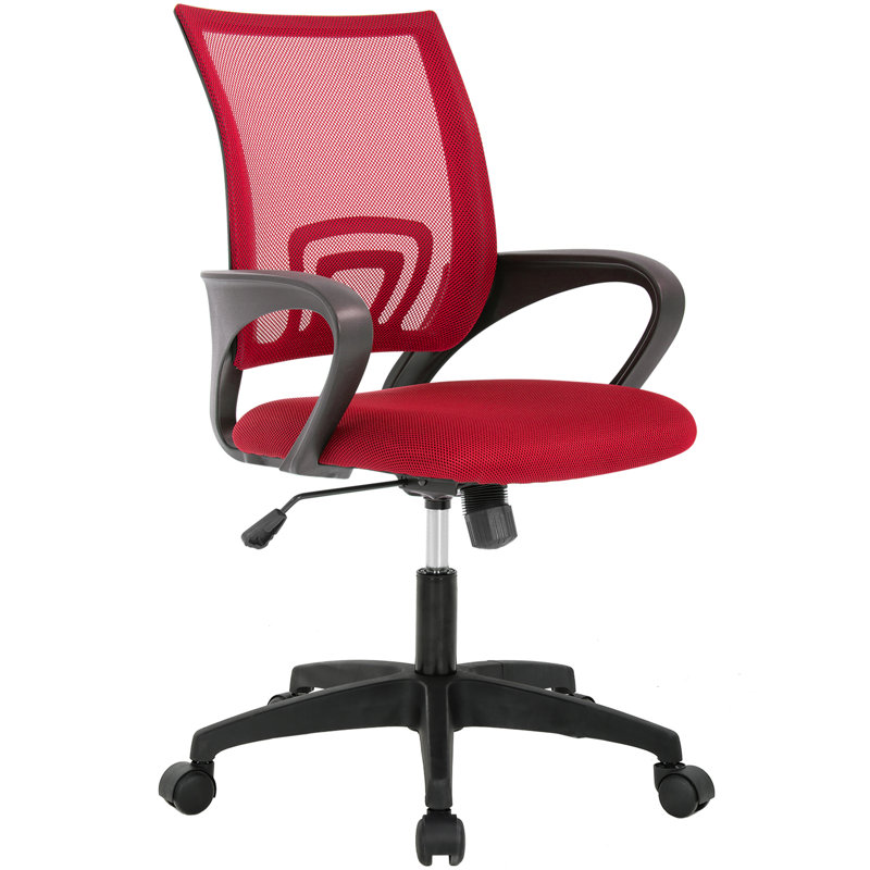 Red Mesh Swivel Task Office Chair with Adjustable Arms