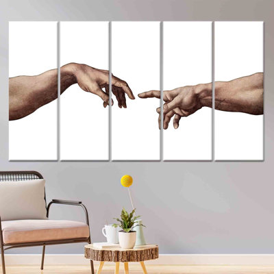 Michelangelo's Creation of Adam: Premium Printed Canvas Wall Art,5P Wrapped Canvas