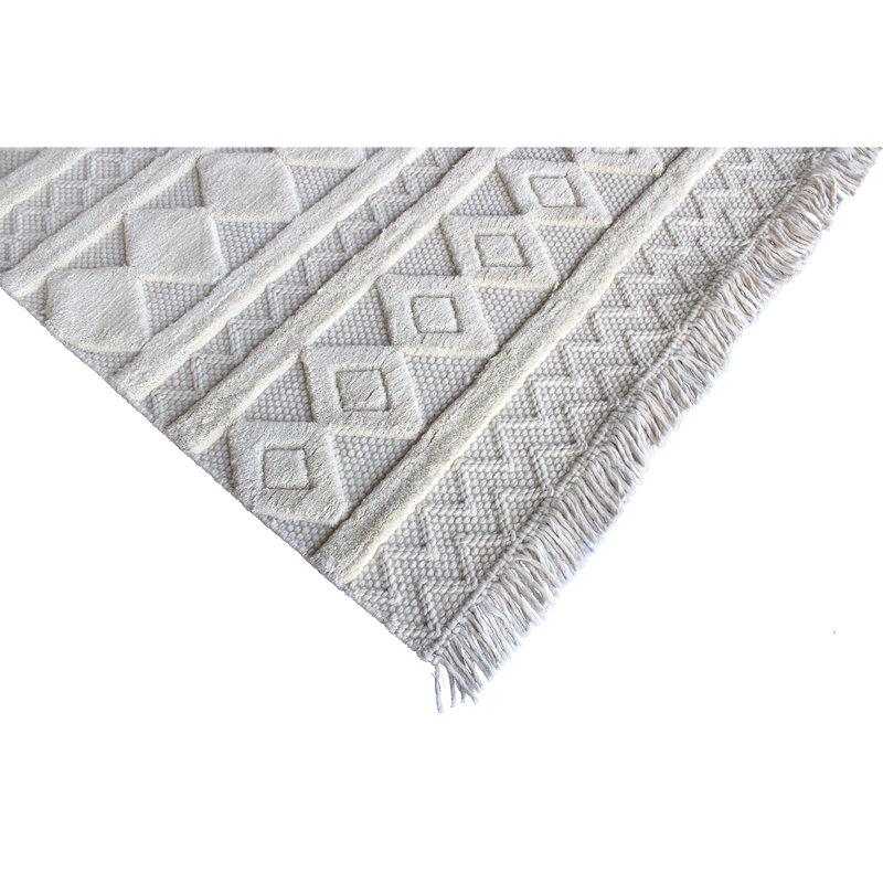 Moroccan Wool Geometric Area Rug in Ivory, Rectangle 10' x 14'
