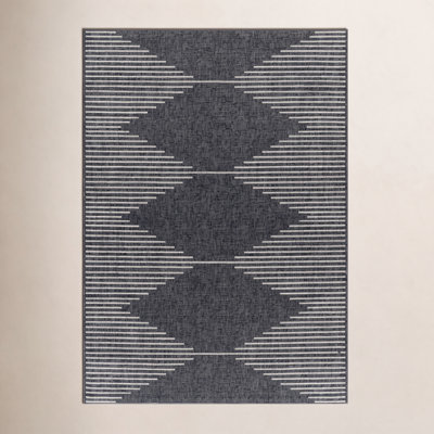 Abdulazeez Irielle Geometric Black Indoor/Outdoor Area Rug