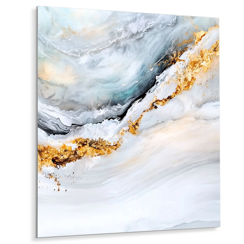 «Ethereal Dance Of Marble Ink II», art mural abstrait en métal, impression murale en marbre, H 40 po x l 30 po x P 0,84 po