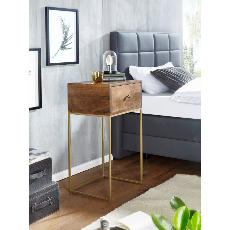 Vanslyke 40cm W Iron Bedside Table