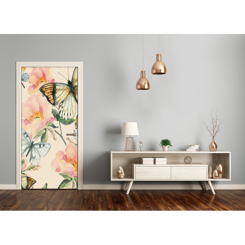 Roses And Butterflies Door Decal