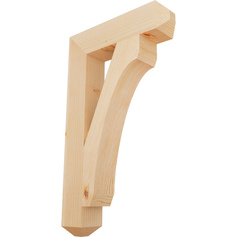 H Support en bois / corbeau, H 30 po x l 3,5 po x P 18 po, Douglas (lisse)