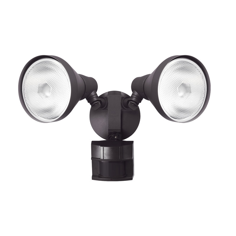 Projecteur extérieur de sécurité câblé à 2 têtes avec détecteur de mouvement, Noir