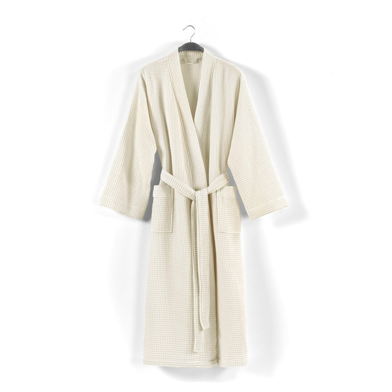 Peignoir 100% coton mi-mollet unisexe avec poches, L