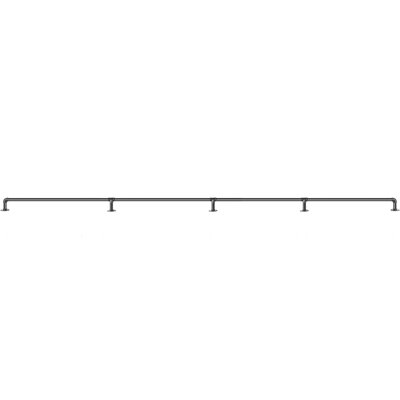 Pipe Stair Handrail, 8FT Staircase Handrail, 440LBS Load Capacity Carbon Steel Pipe Handrail, Industrial Pipe Handrail with Wall Mount Support, Round Corner Wall Handrailings for Indoor, Outdoor