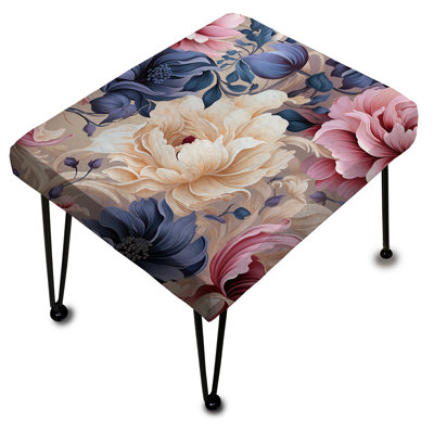 Motif victorien mauve et blanc à spirale fleur - repose-pieds rectangulaire floral