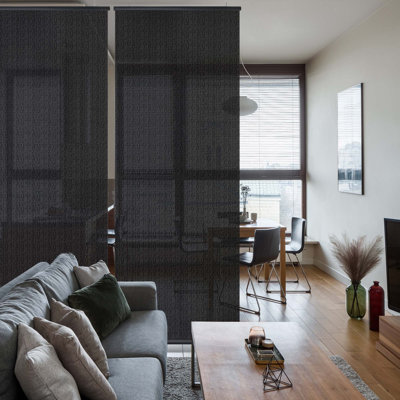Fruge 36''W x 96''H, 2-Panel Hanging Room Divider, Sheer Semi Privacy Screen, Cuttable Length, Ceiling Suspended, Fire Retardant