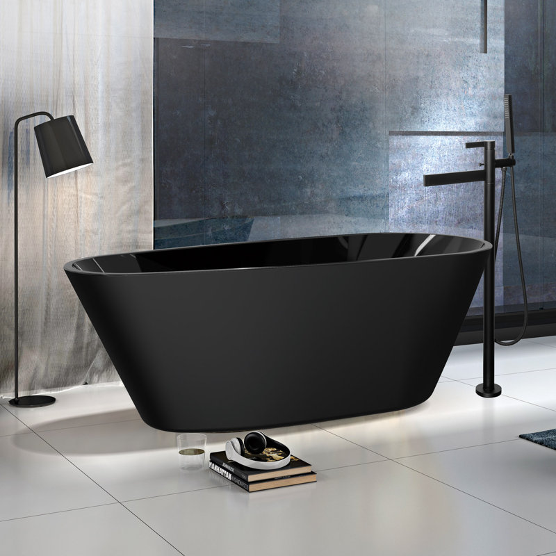 67.7'' L Freestanding Soaking Bathtub, Black