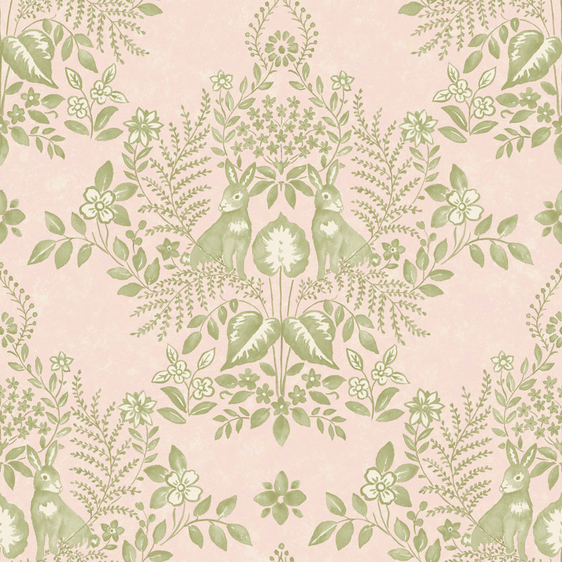 Cottontail Toile Peel & Stick Wallpaper, Pink/Chartreuse