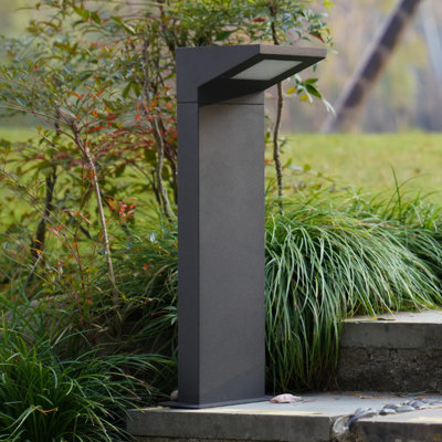 Borne d'éclairage d'extérieur moderne - Éclairage de sentier à DEL doux à 360 °, fonte d'aluminium imperméable Ip54, éclairage de paysage câblé pour jardin, allée, allée, patio