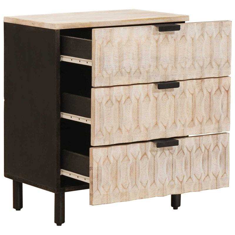 50cm W Solid Wood Bedside Table, White
