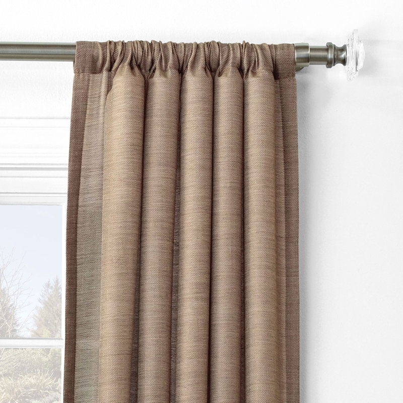 Panneau de rideau simple semi-diaphane avec passe-tringle Pershing, L 96 po x L 84 po, Sable