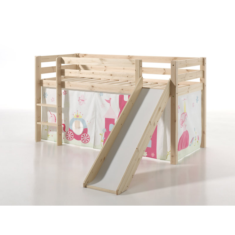 Pino European Single (90 x 200cm) Mid Sleeper Loft Bed, Beige, Premium, 210 x 218 cm