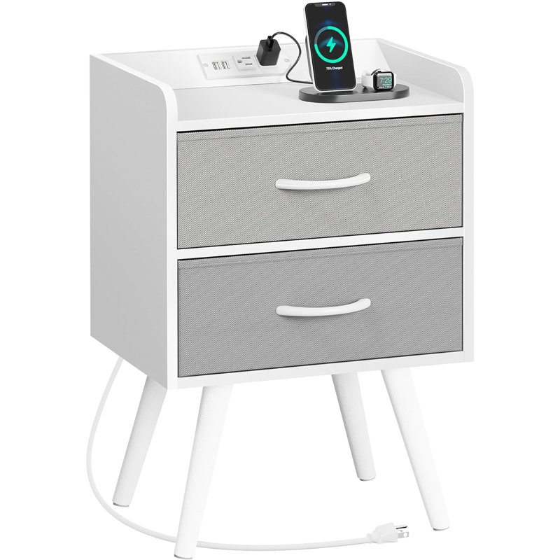 Latreca 15.7'' W Solid Wood Nightstand, White/Gray