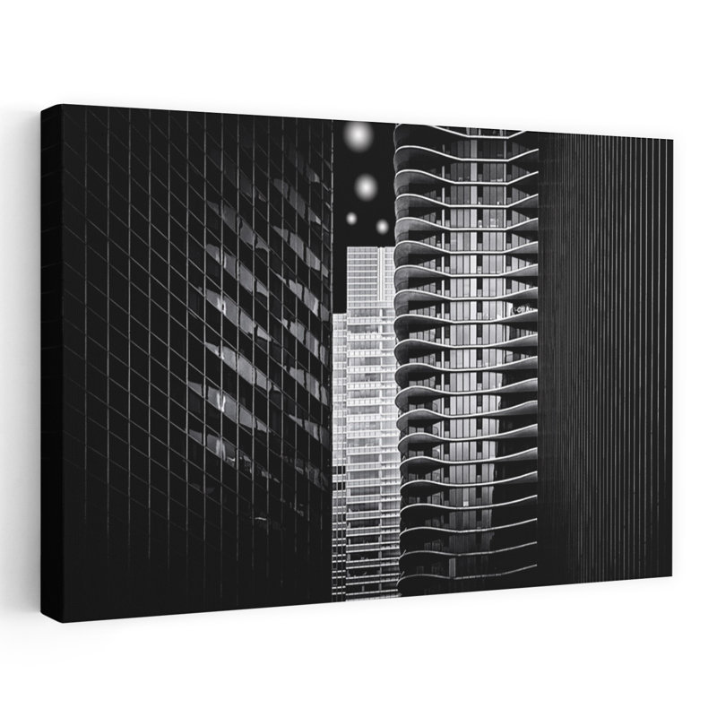 City Lights, abstrait, géométrique, architecture moderne, art mural ville, H 16 po x l 24 po