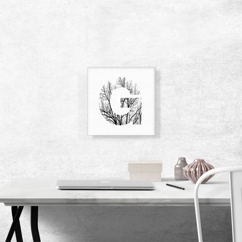 «Tree Branches Alphabet Lettre G», reproduction d'art texturé sur toile tendue, H 12 po x l 12 po x P 1,5 po