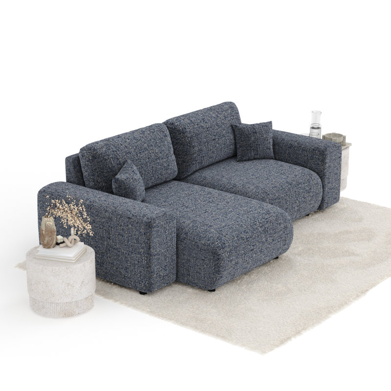 Corner Sofa with square arms, Navy Canvas