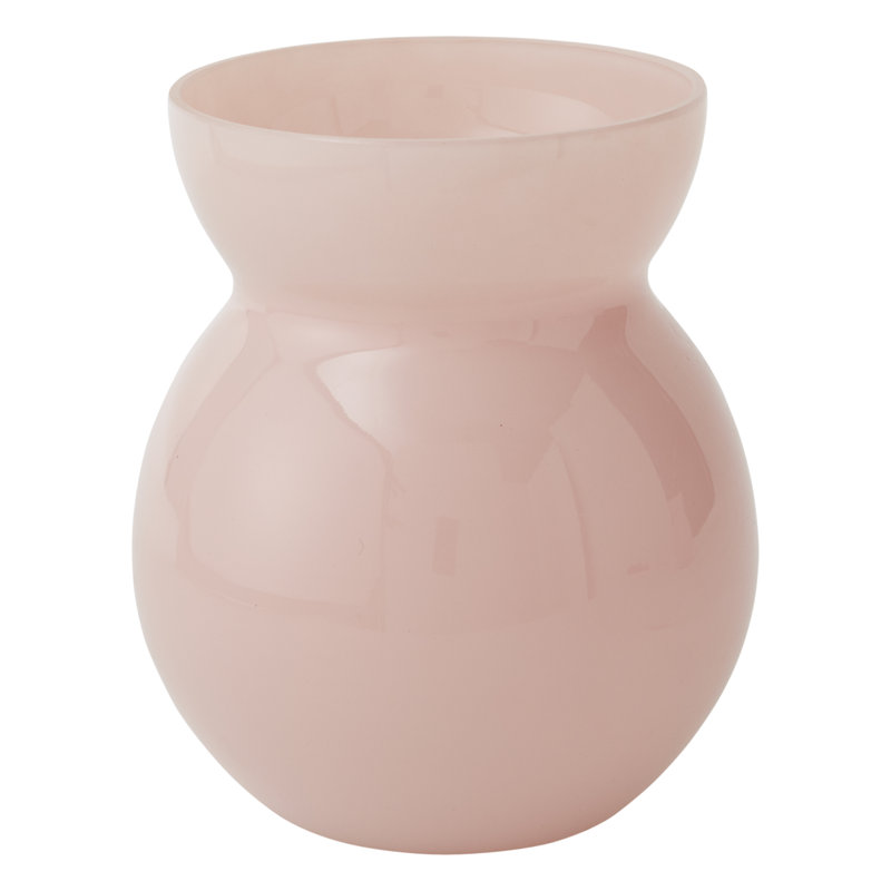 Vase de table en verre fait à la main Guliana, Rose clair, H 8 po x l 6,75 po x P 6,75 po