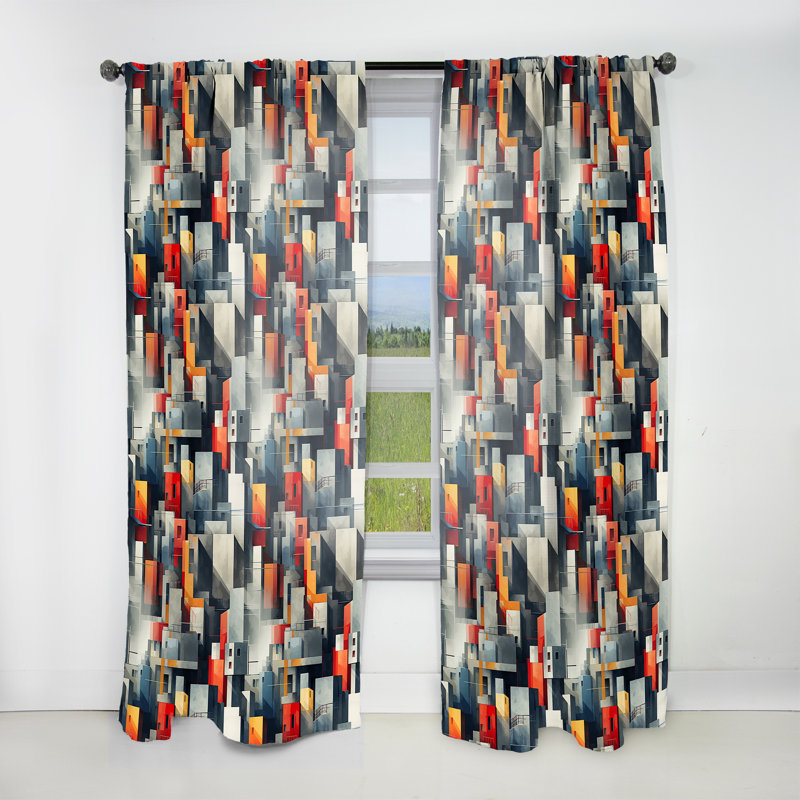 Motif de mur gris à rayures cubiques - Rideau à rayures - Rideau à rayures obscurcissant - 1 panneau, L 52 po x L 120 po