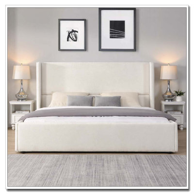 Fabric Upholstered Bed With Tall Headboard